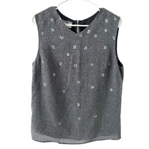 Valentino Miss V Heathered Gray Wool Sleeveless Blouse